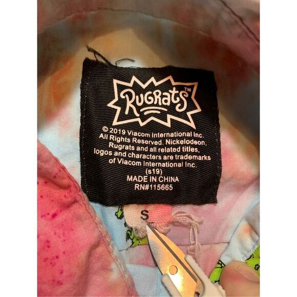 REPTAR RUGRATS Button Down Shirt-Tie Dye Red/Blue Cotton S/S EUC Small - Picture 3 of 5